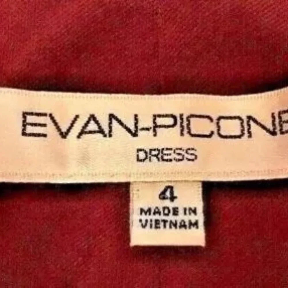 EVAN-PICONE Women Sleeveless Fully Lined Knee Length Burgundy Party Dress Size 4 - Picture 11 of 12